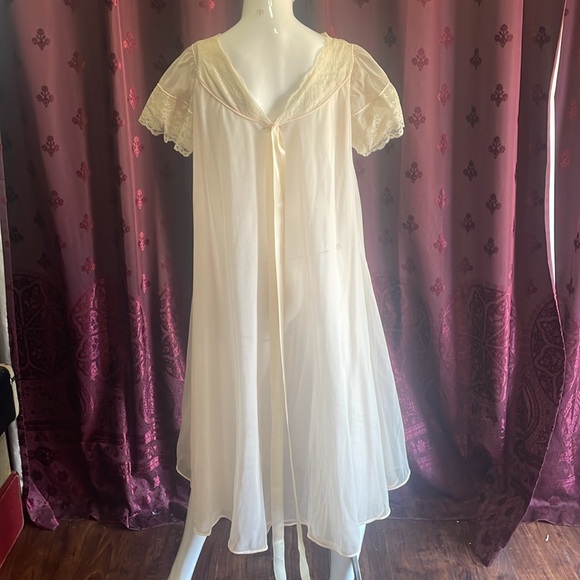 Vintage Munsingwear Sheer Chemise Robe Coquette Romantic Retro Nightgown - Picture 9 of 11
